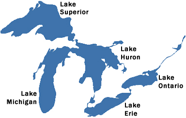 Click on a Great Lake for more information...